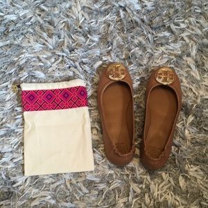 Tan Tory Burch Minnie Travel Ballet Flat, Leather